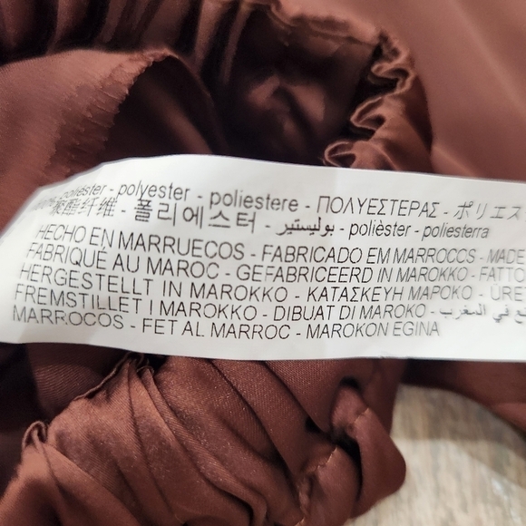 Zara Satin Effect Blouse, With Garter Band,Brown, Women's Large - Picture 9 of 12